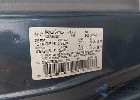 2006 Dodge Caravan Sxt from USA, damaged, VIN 1D4GP45R56B601994